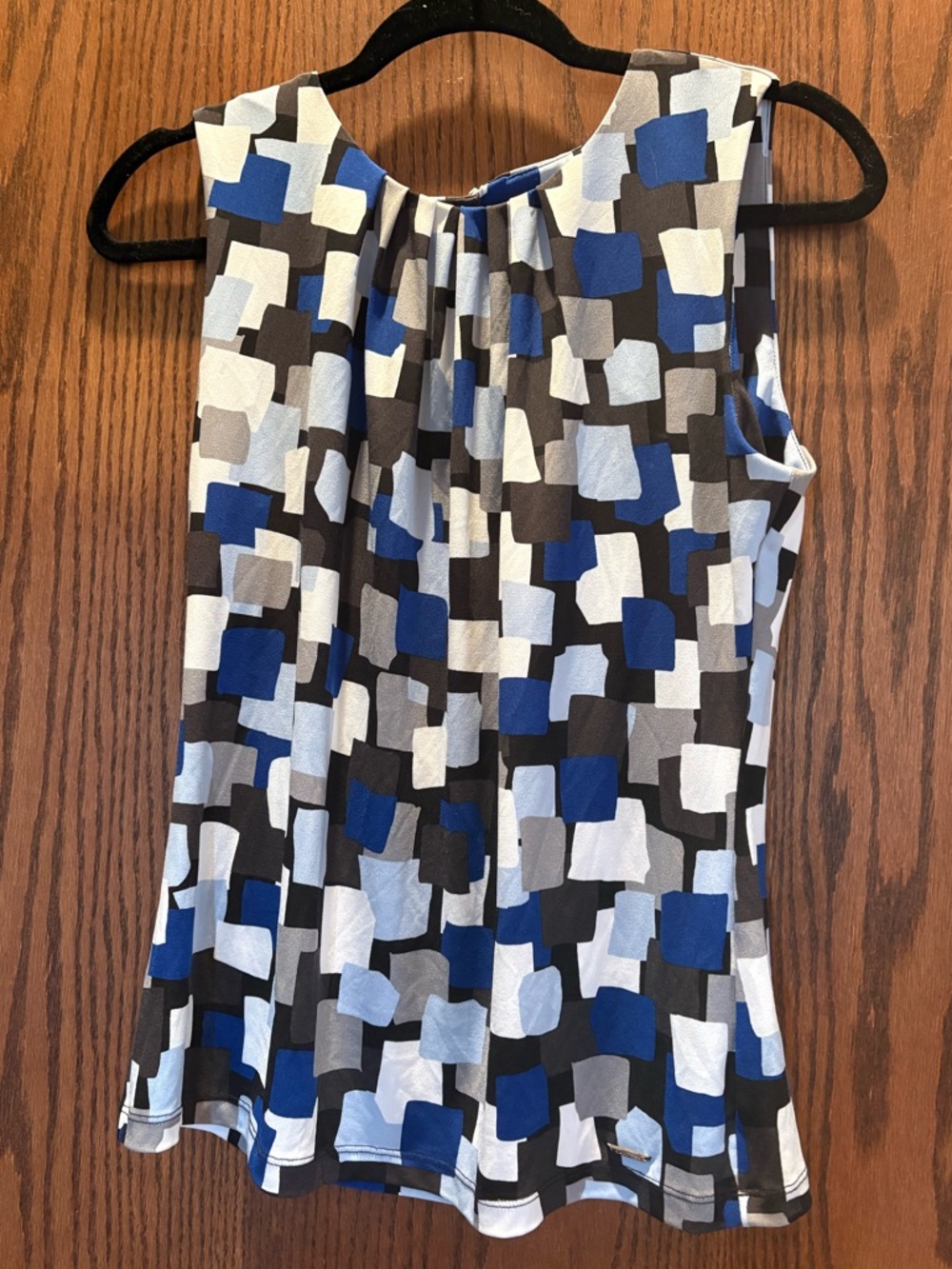 Calvin Klein Blue, Black & White Geometric Sleeveless Camisole